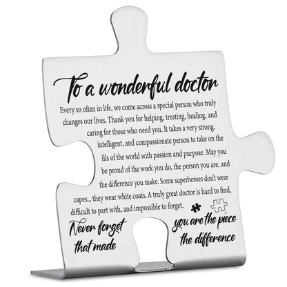 To A Wonderful Doctor Appreciation Gifts, Thank You Gifts for Physician, Medical Mentor, White Coat Ceremony, Retirement Office Puzzle Piece Decorative Signs Plaques YCC18