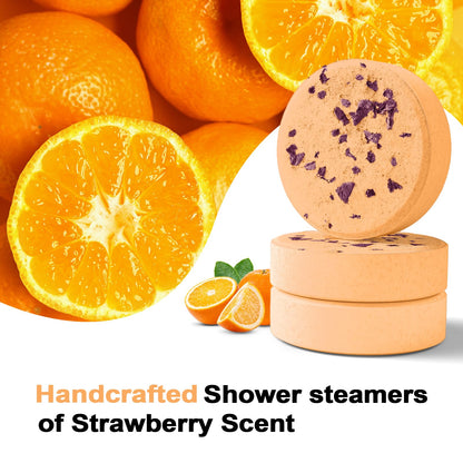 SWCANDY Shower Steamers Aromatherapy Birthday Gifts for Women Travel Essentials, 8 Pcs Orange, Bath Bombs Shower Bombs with Natural Essential Oils, Relaxation Home SPA