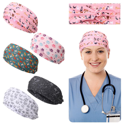 Thiccywoov 20 Pcs Nurse Headbands with Soft Twist Knotted Dog Headband Vet Tech Supply Veterinary Technician Decorations for Nurse Veterinarian Receptionist Vet Assistant Pet Lovers