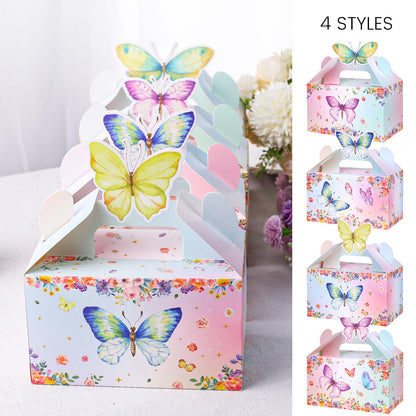 VGOODALL 12PCS Butterfly Party Favor Boxes, Goodie Gable Treat Box Paper Candy Containers for Birthday Baby Shower Wedding Party