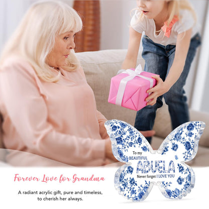 Mothers Day Gifts for Abuela Delicate Abuela Gifts from Grandkids Acrylic Butterfly Piece Decorations 4.5 x 3.5 inch Mothers Day Birthday Gifts for Abuela, Gifts Ideas for Abuela Blue