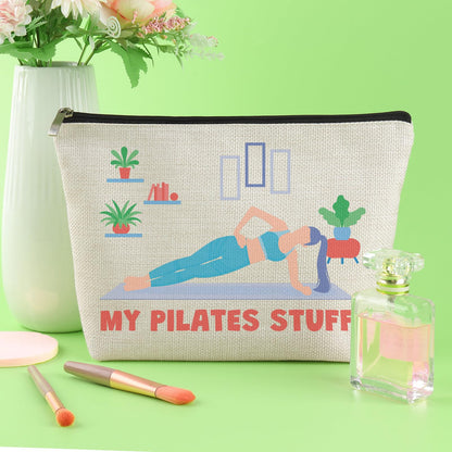 Pilates Gifts for Women Yoga Lover Makeup Bag Thank You Gifts for Pilates Lover Yoga Instructor Teacher Cosmetic Bag Christmas Birthday Mother's Day Makeup Pouch for Sister Friends Coach Aunt Mom