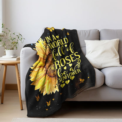 Sunflower Gifts for Women, Birthday Gifts for Sunflower Lovers, Inspirational/Get Well Soon Gift for Women, Sunflowers Gift for Her Throw Blanket 60" x 50", Sunshine Presents for Woman/Girls/Friend