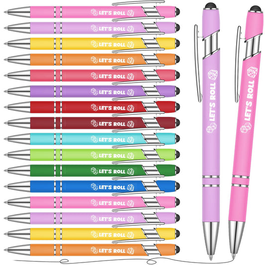 Chiisong 36 Pcs Bunco Gifts for Women Bunco Let's Roll Ballpoint Pens with Screens Touch Stylus Tips Funny Fine Point Smooth Writing Pens for Dice Game Players Casino Party Favors(Multicolor)