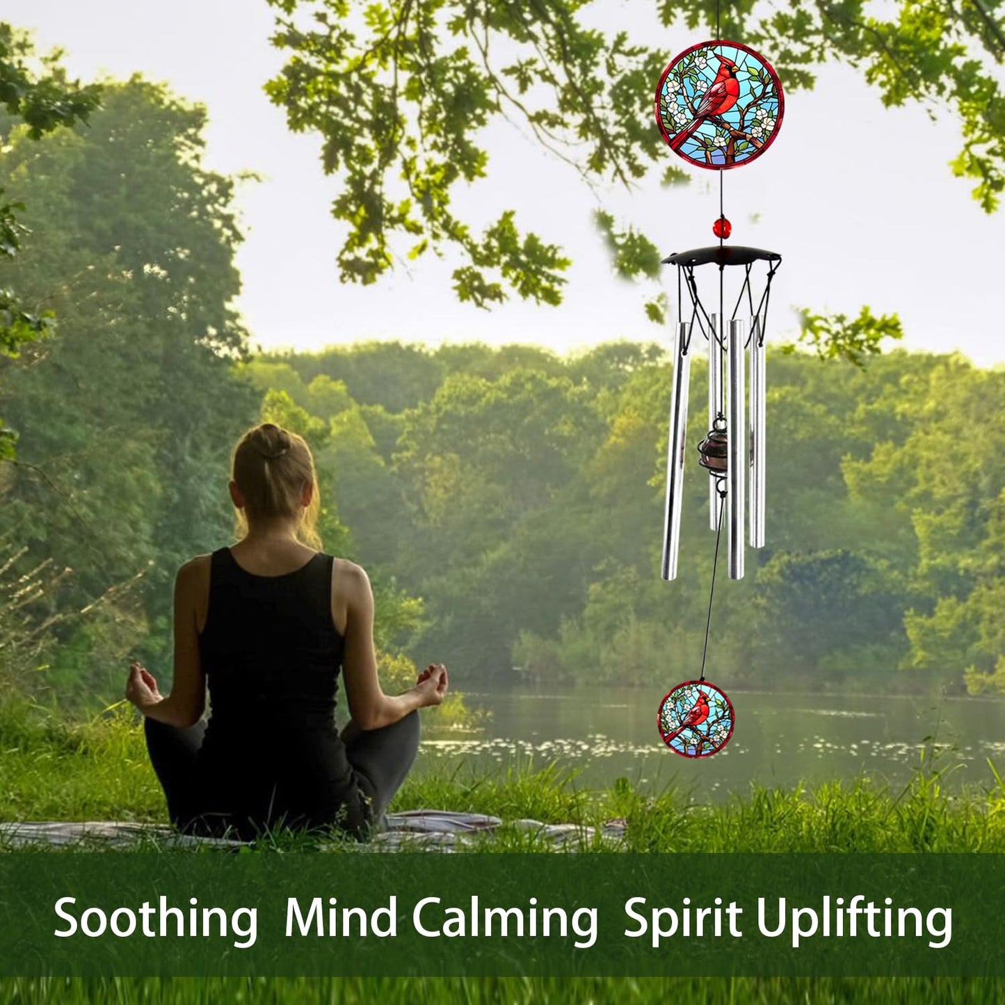 Wind Chimes for Outside 24" Cardinal Wind Chimes Outdoor Home Patio Garden Decor Windchimes Outdoors Cardinal Gifts for Women Mom Grandma Sisters