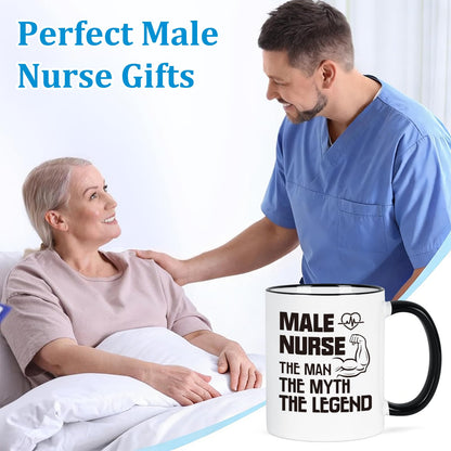 YHRJWN Male Nurse Gifts, The Man The Myth The Legend Mug, Nurse Gifts for Men, Graduation Birthday Nurses Appreciation Gift for Male Nurses, Colleague, Friends, 11 Oz Coffee Mug