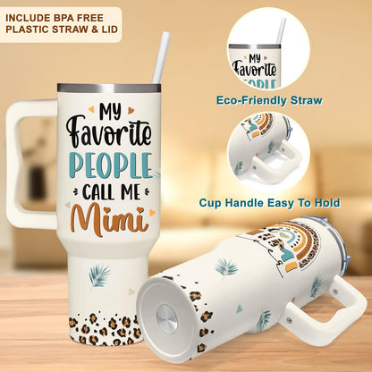 Mimi Gifts From Grandchildren - Mothers Day Gifts For Mimi - Christmas Birthday Gift - Gift For Grandma - 40Oz Tumbler With Handle
