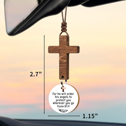 Cross for Car Mirror Hanging, Christian Gifts for Men, Daily Bible Verse Car Cross Hanging Accessories, Christian Car Accessories, Jesus Religious Gifts, for Dad, Father, Men, Husband