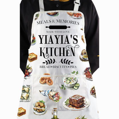 WCGXKO YIAYIA'S Kitchen Apron Yiayia Typography Gift Greek Yiayia Gift Best Yiayia Ever Gift for Grandma