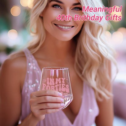 40th Birthday Gifts For Her - In My 40s Era Wine Glass, Best 40th Birthday Gifts For Women, 40 Years Old Gifts For Sister, Son, Daughter, Mom, Best Friend, Birthday Glass For Decorations, 18oz