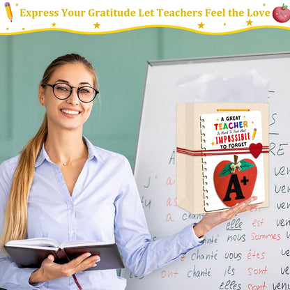 BIZIBAFF Teacher Gift Bag - 13" Large Teacher Appreciation Gift Bag with Tissue Paper and Handle Thank You Teachers Retirement Gifts Bag Graduation End of Year Gift for Teachers Appreciation