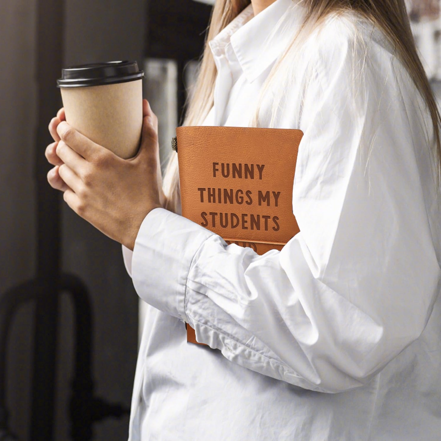 Afterprints Teacher Gifts – “Funny Things My Students Said” Leather Notebook, Cute Teacher Appreciation Gifts for Women Men, Teachers Birthday Presents, Engraved Refillable Journal