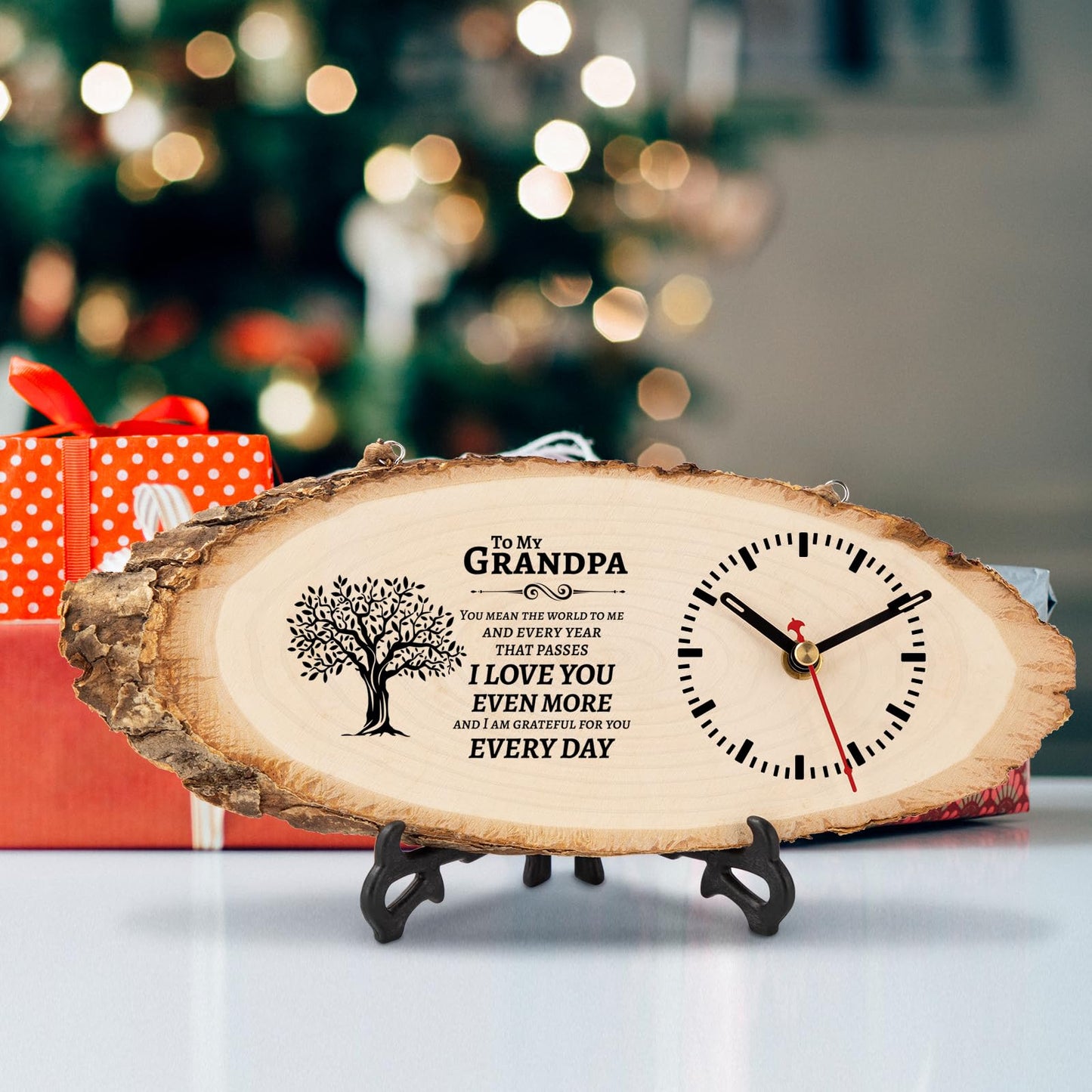 BeauGift Grandpa Gifts, Wooden Clock Birthday Gifts for Granddad from Grandkid Grandson Best Grandfather Ever Gifts to My Gramps Pops Opa Granddaddy