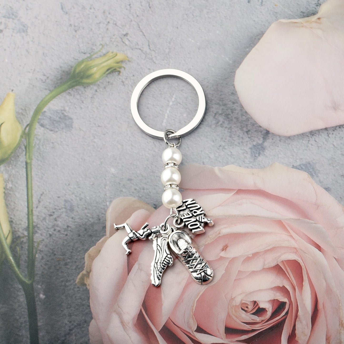 BEKECH Runner Keychain Marathon Runner Jewelry Running Gift Jewelry Track Marathon Gift Athlete Charm Purse Charms Key Ring