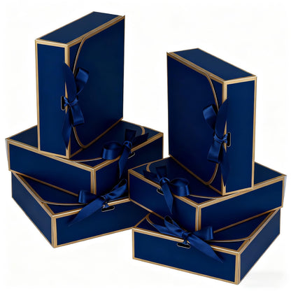 10Pack Small Gift Boxes, 6.5''x6.5''x2'' Blue Gift Boxes with Ribbon, Small Boxes for Gifts Birthday Wedding Party Valentine's Day Mother's Day
