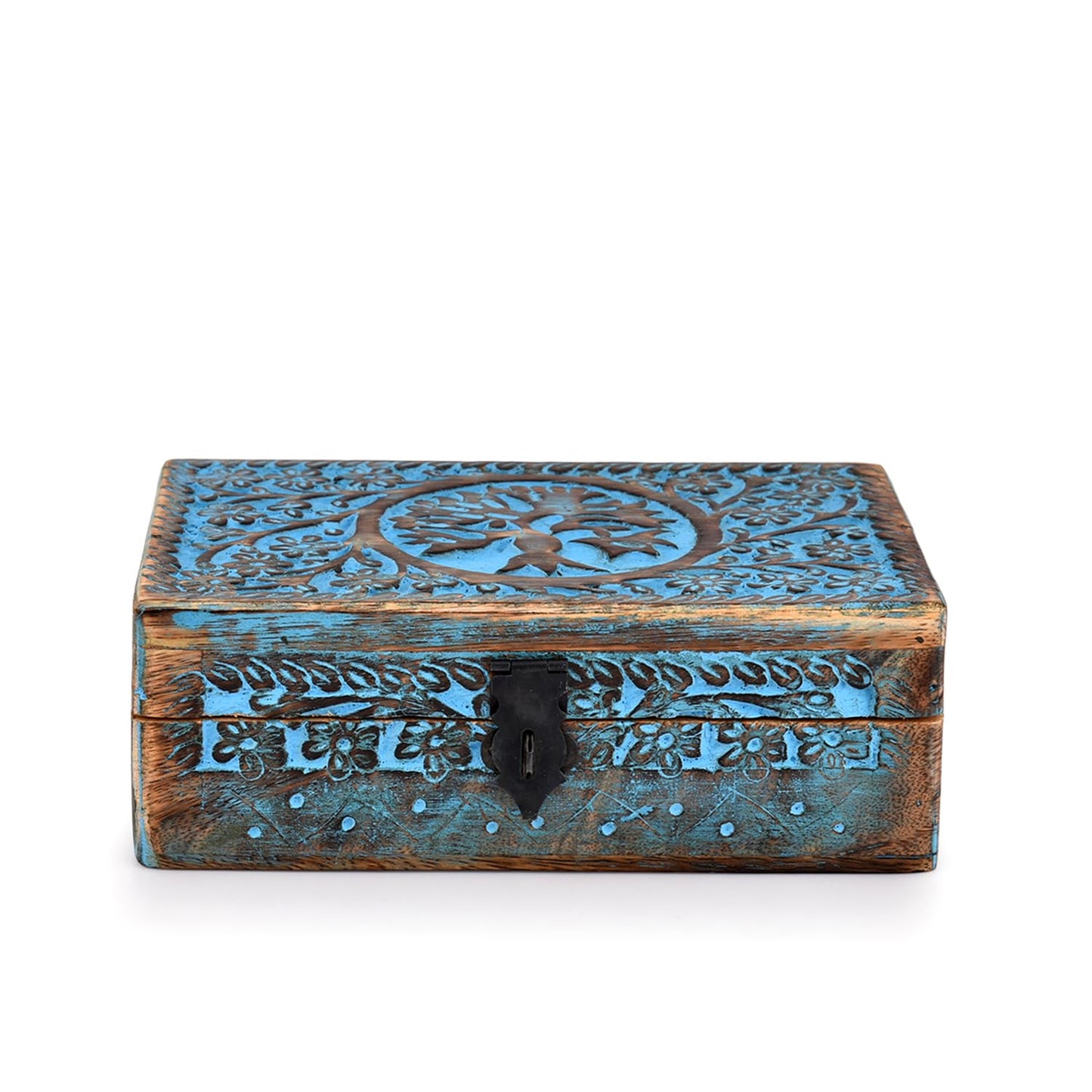 |Wooden Jewelry Box, Tarot Box, Celestial Home Decor, Witch Box, Tree of Life, Trinket Box |Size- 8" x 5" x 2.5",| Decorative Storage Bin