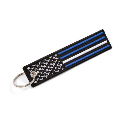 Great 1 Thin White Line American Flag Keychain Tag with Key Ring & Carabiner 2-Pack - EMT, EMS, Paramedic