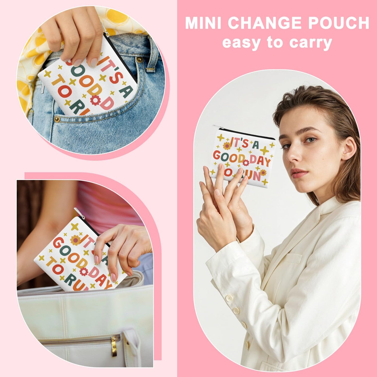 Running Lover Gifts for Women Coin Purse Inspirational Gifts for Marathon Runner Cross Country Runner Training Friends Running Coin Bag Wallet Christmas Birthday Graduation Zipper Change Pouch