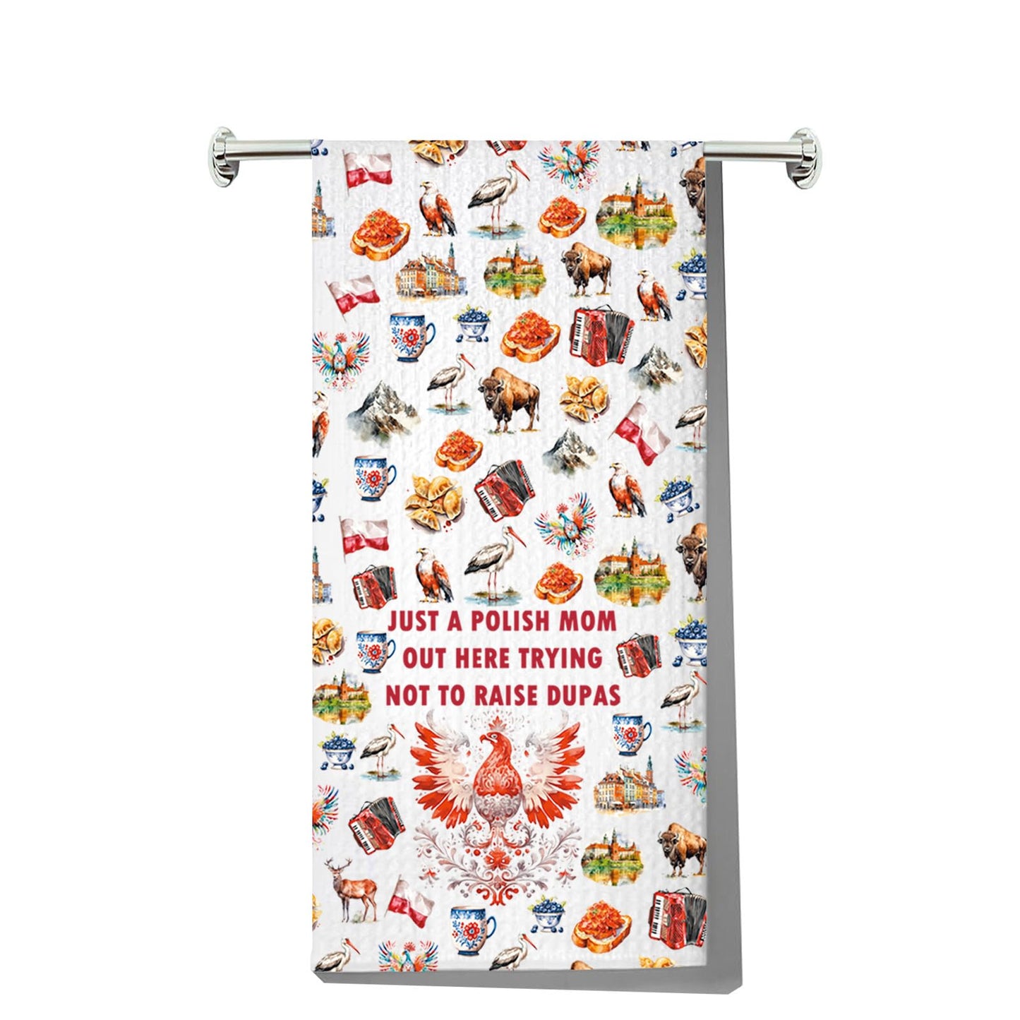 JNIAP Polish Mom Kitchen Towel Polish Mom Gifts Polish Wife Dish Towel Poland Gift Polska Gift Matka Hand Towel (Polish Mom kt)