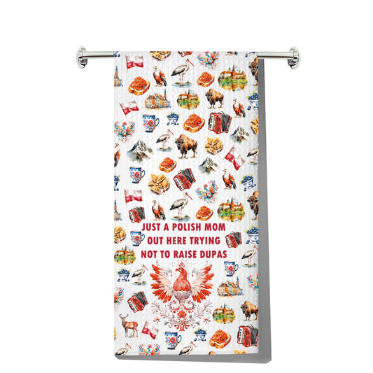 JNIAP Polish Mom Kitchen Towel Polish Mom Gifts Polish Wife Dish Towel Poland Gift Polska Gift Matka Hand Towel (Polish Mom kt)