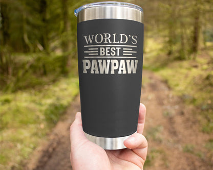 World's Best Pawpaw Tumbler - Best Pawpaw Laser Engraved - Pawpaw Mug - Father's Day Gift - Birthday Gift For Pawpaw - Pawpaw Coffee Mug - Stainless Steel Travel Tumbler 20Oz, Black