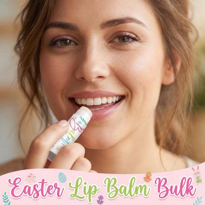 48 Pack Easter Basket Stuffers Lip Balm Gifts Bulk Easter Basket Fillers Party Favors for Adults Women Teacher Coworkers Thank You Gift Set You're the Balm Moisturizing Lip Care (Bunny)