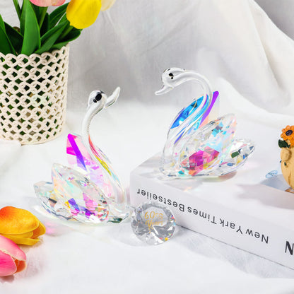 YWHL 60th Wedding Anniversary Swan Gifts for Parents Grandparents, 60 Years Anniversary for Couple, Crystal Figurine Decoration with 60 Years of Love Diamond