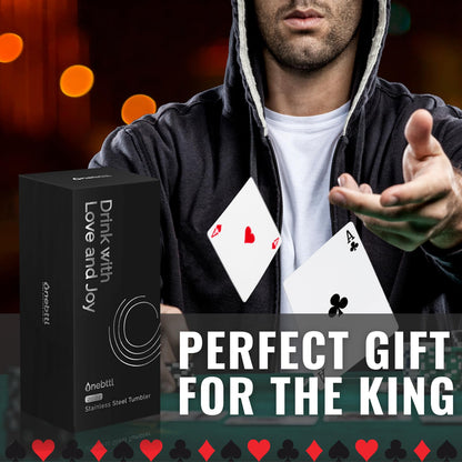 Onebttl Poker Gifts for Men, Unique Poker Player Gifts, 20oz Tumbler for Poker Lovers, Gifts for Birthday, Christmas, Gift Box and Card Included - King