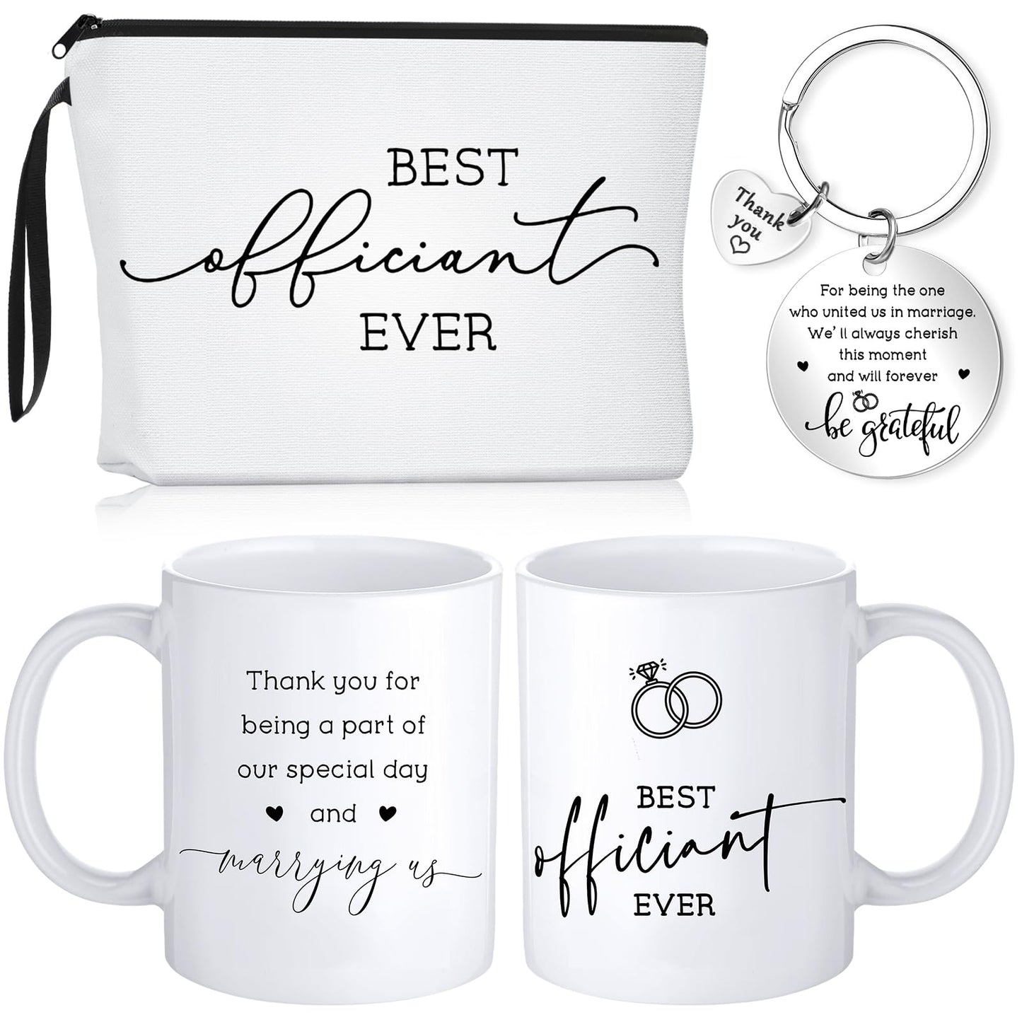 Havawish 3 Pcs Wedding Best Officiant Ever Gift Funny Officiant Proposal Gifts Include Makeup Bag, 11 oz Coffee Mug, Appreciation Keychain for Wedding Party Bridal Shower Bride Groom Thank You Present