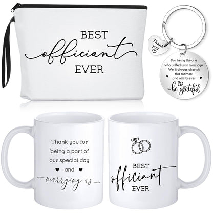 Havawish 3 Pcs Wedding Best Officiant Ever Gift Funny Officiant Proposal Gifts Include Makeup Bag, 11 oz Coffee Mug, Appreciation Keychain for Wedding Party Bridal Shower Bride Groom Thank You Present