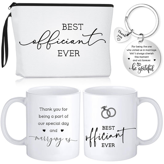 Havawish 3 Pcs Wedding Best Officiant Ever Gift Funny Officiant Proposal Gifts Include Makeup Bag, 11 oz Coffee Mug, Appreciation Keychain for Wedding Party Bridal Shower Bride Groom Thank You Present