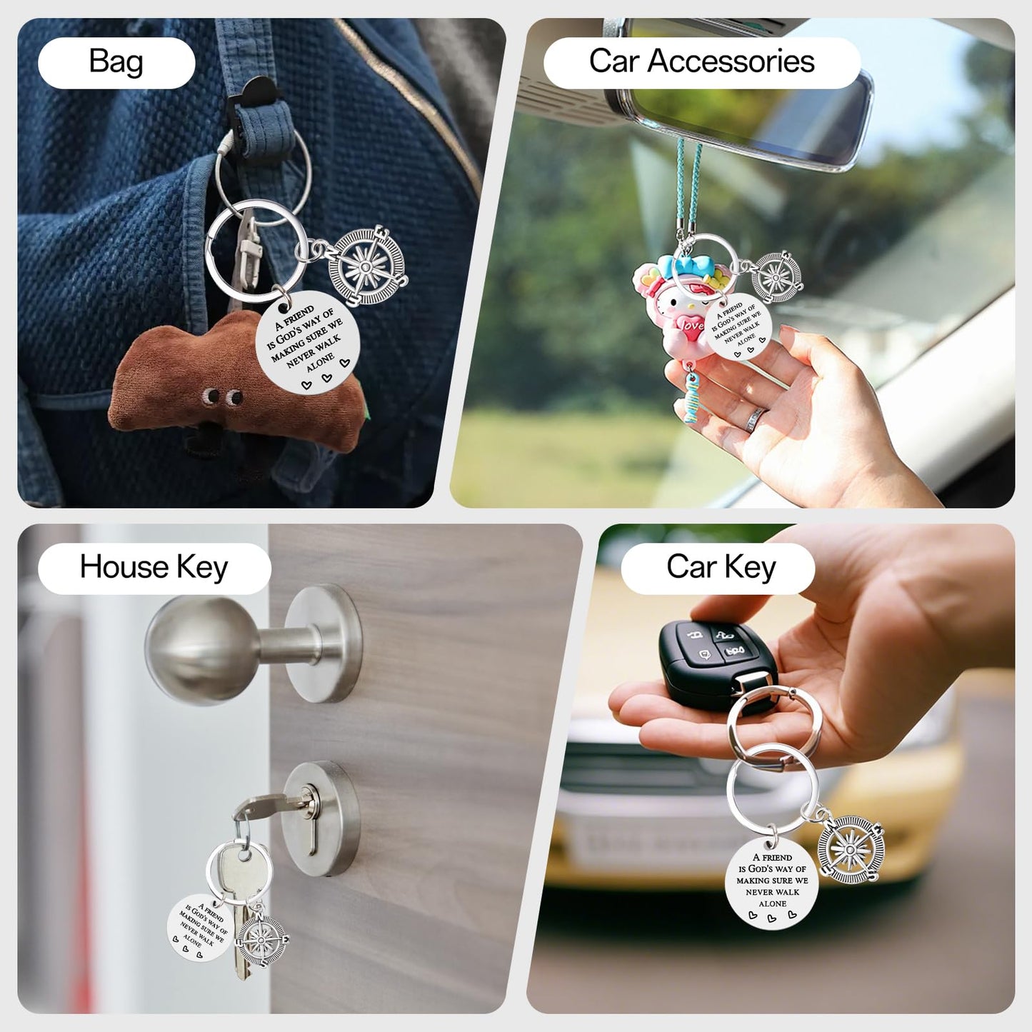 Best Friend Keychain for Women Men – Friendship Compass Keychain Gifts for Best Friends, Birthday Christmas Going Away Farewell Gift for Bestie Coworker