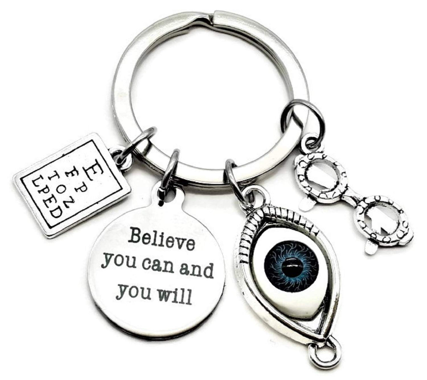 Kit's Kiss Eye Doctor Keychain Ophthalmologist Gift Ophthalmology Optometrist Ophthalmic Assistant Optometry Graduation Eye Exam Optician Vision Eyeglasses Keyring