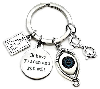 Kit's Kiss Eye Doctor Keychain Ophthalmologist Gift Ophthalmology Optometrist Ophthalmic Assistant Optometry Graduation Eye Exam Optician Vision Eyeglasses Keyring