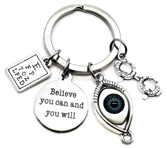 Kit's Kiss Eye Doctor Keychain Ophthalmologist Gift Ophthalmology Optometrist Ophthalmic Assistant Optometry Graduation Eye Exam Optician Vision Eyeglasses Keyring
