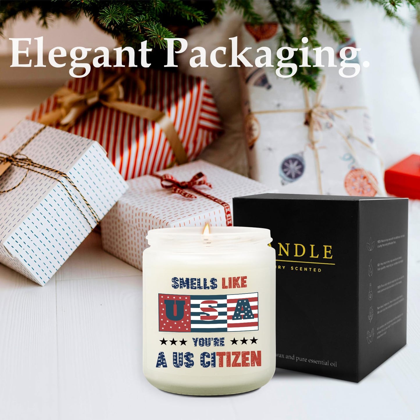 New American Citizen Gifts, Candle Gift for a New US Citizen, US Citizenship Gift for Women Men, Cool Gifts for American Citizenship, Flag Day Candle, Christmas Congratulations Present