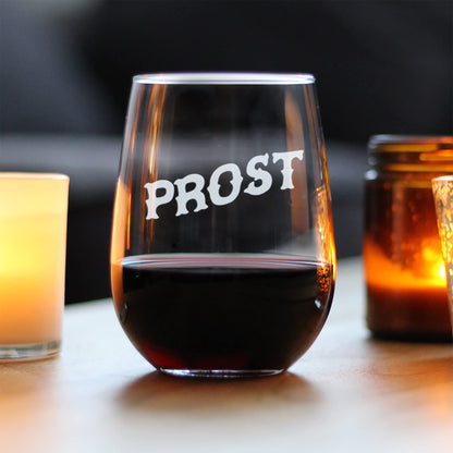 Bevvee Prost - German Cheers - Stemless Wine Glass - Germany Themed Gifts or Party Decor for Women and Men - Large