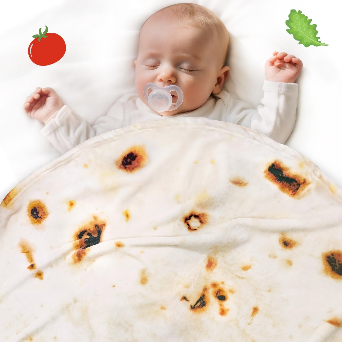Jorbest Burrito Tortilla Swaddle Blanket Gifts for Baby Toddler Newborn, Tortilla Baby Blanket Funny Gifts for Baby Shower Boys Girls, Food Taco Blanket 285 GSM Flannel Blanket (Yellow, 36 inches)