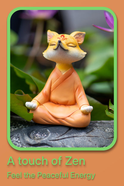 Zen Fox Figurine, Meditating Fox Buddha Statue for Home Decor, Living Room, Yoga & Meditation Accent, Shelf, Table, Desk Decor, Outdoor Garden Decor, Gifts for Women