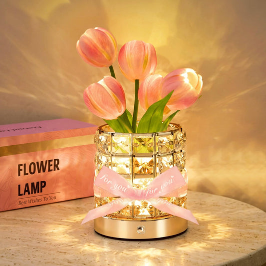 Tulip Flower Lamp, Thank You Gifts for Women, Rechargeable Cordless Touch Night Light with 3 Color Modes & Stepless Dimming, Birthday Gifts for Mom, Teacher, Nurse, Coworker, Friend,Home Decor