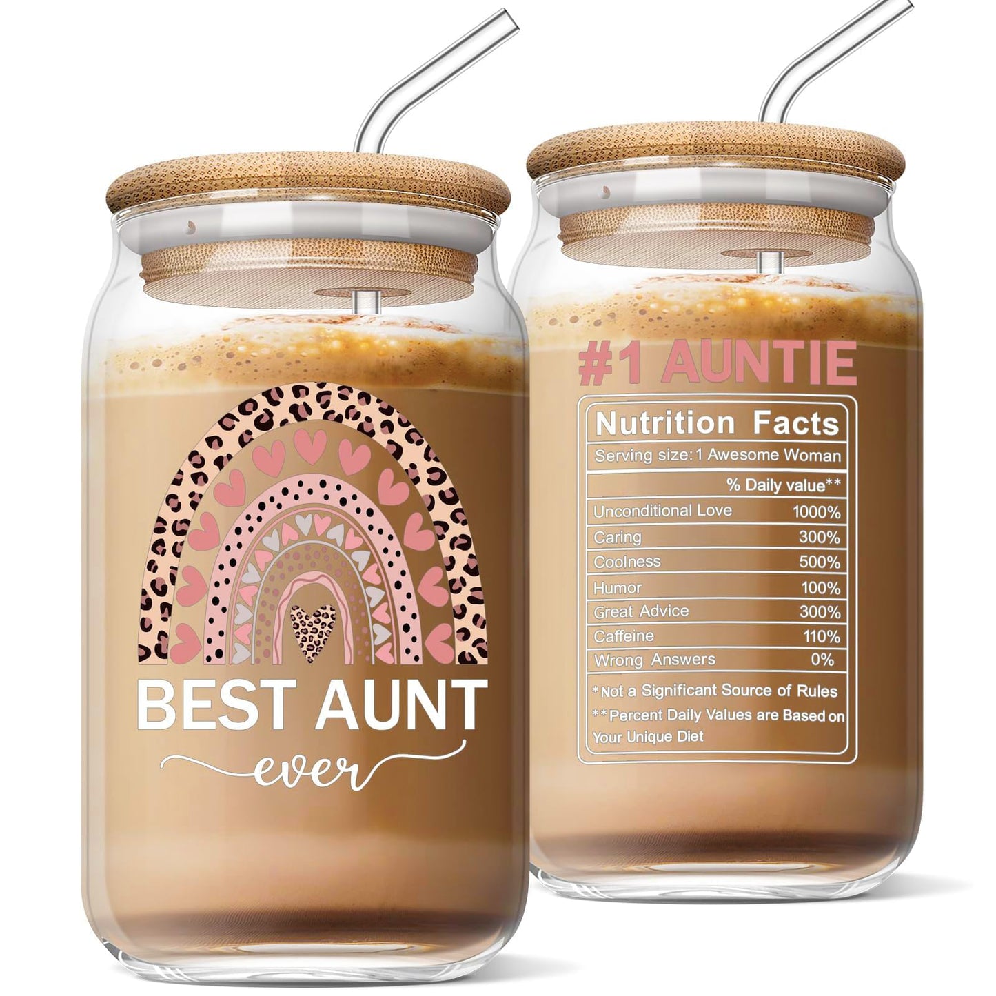 Aunt Birthday Gifts Ideas - Best Aunt Ever Gifts, Mother’s Day Gifts for Aunt Auntie from Niece, Funny Gifts for New Aunt, 16 Oz Can Glass