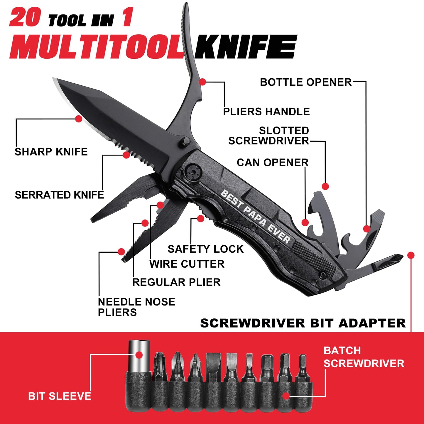 ZAVIT Gifts for Papa,BEST PAPA EVER Multitool Knife,Papa Birthday Gifts,Best Papa Gifts,Papa Gifts from Grandchildren,Gifts Ideas for Papa,Papa Fathers Day Gift,Gifts for Papa Who Wants Nothing