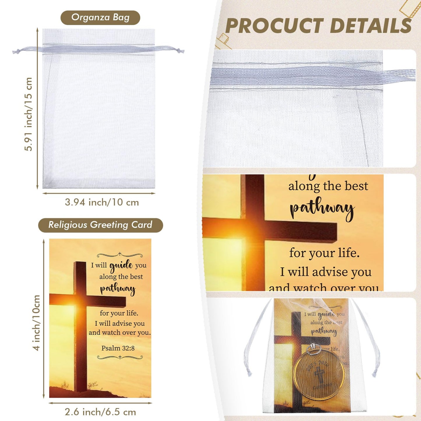 Relaxweex 24 Set Mini Christian Compass Christian Gift for Men Compass with Cards and White Drawstring Organza Bag Bible Scripture Cards Religious Gifts for Men Graduation Gift Wedding