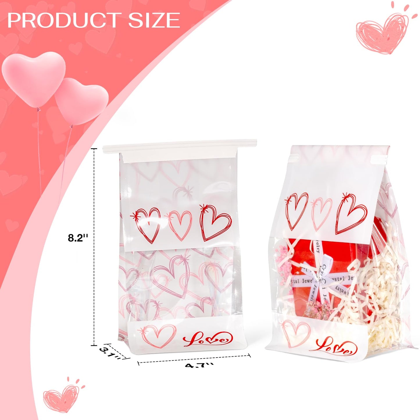 AISunGoo 28 Pcs Valentines Day Gift Bags With Tin Tie Lock for Kids Class Parties, Treat Bags for Valentines Party Favors