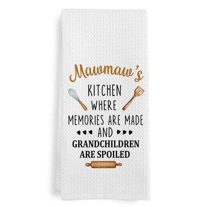 Mawmaw Gifts Kitchen Towels, Gift for Mawmaw Dish Tea Towels for Kitchen, Mothers Day Birthday Grandma Gifts Decorative Hand Towel from Grandchildren Grandkids, 16x24 Inch