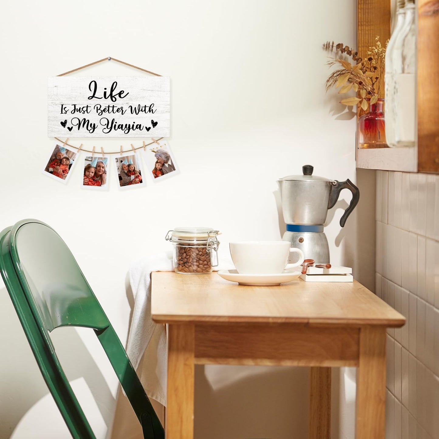 Yiayia Gifts Picture Frame Photo Holder for Wall, Birthday Gifts for Yaya Grandma, Thank You Grandmother Gift、 from Grandchildren Grandkids Hanging Photo Display