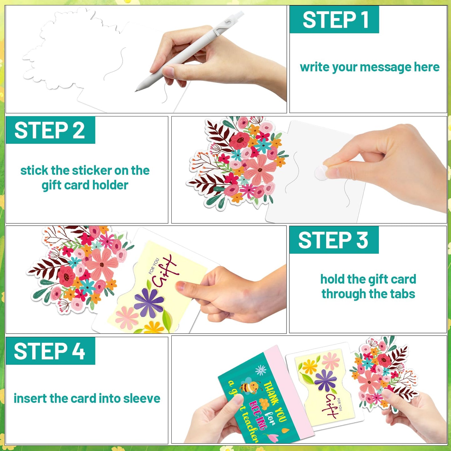 Fancy Land 12 Pcs Teacher Appreciation Gift Card Holders Money Card Sleeves Teacher Appreciation Gifts in Bulk for End of School Year Graduation