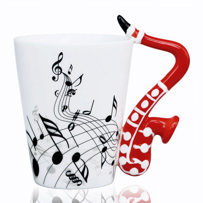 Sax Mug Sax Coffee Mug Gift for Saxophone Players Musician - 13.5 oz Saxophone Cup Gifts for Music Lovers - Music Coffee Mugs Birthday Christmas Gifts for Men Women(Red)