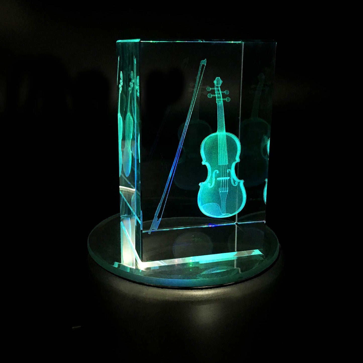 XINDAM 3D Violin Paperweight Laser Etched in Crystal Glass Cube Music for Graduation Christmas Birthday Valentine's Day