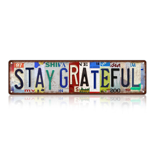 Vintage Stay Grateful Wall Decor Street Signs Metal Tin Signs 16 x 4 Inches